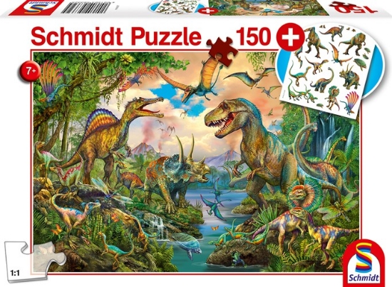 Bild von Puzzle - Wilde Dinos 150 Teile (inkl. Dinosaurier Tattoos)