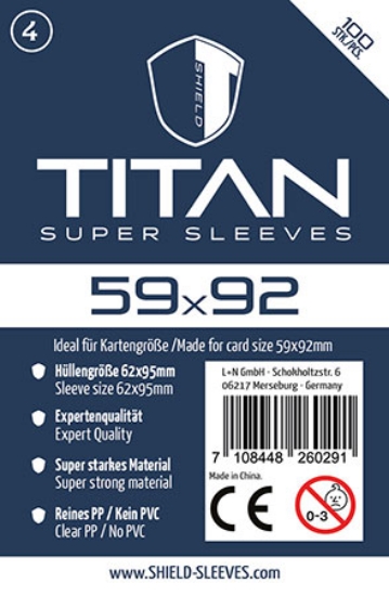 Bild von Shield Titan 4 - 100 Super Sleeves für Kartengröße 59 x 92 mm