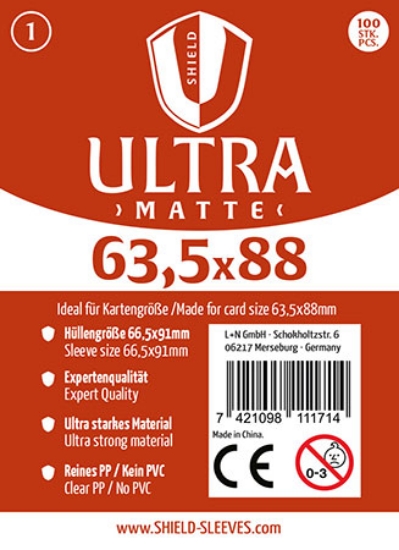 Bild von Shield Ultra Matte 1 - 100 Super Sleeves für Kartengrösse 63,5 x 88 mm