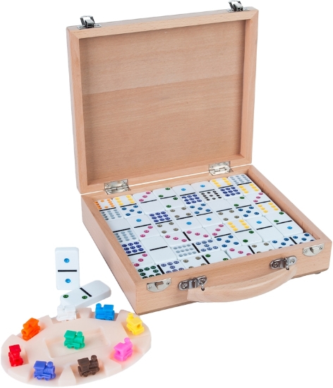 Bild von Domino Mexican Train im Holzkoffer