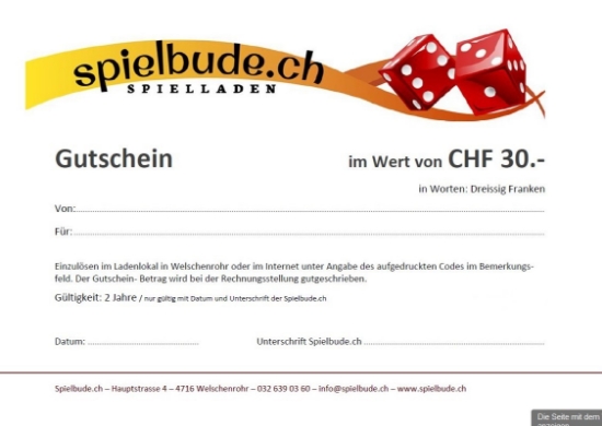 Bild von Spielbude Gutschein 30.-